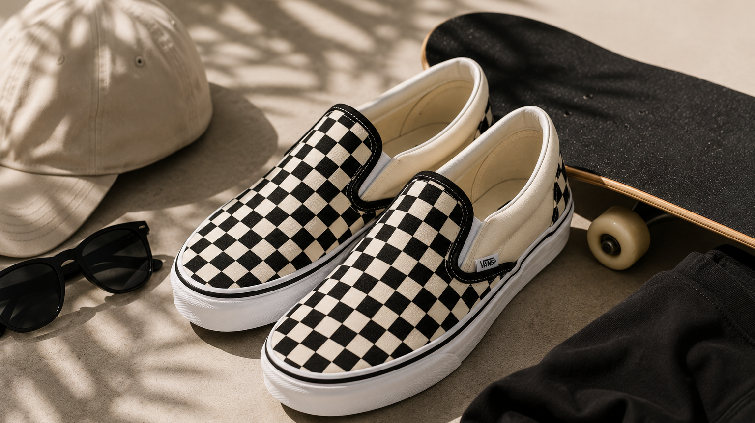 Outfit estivo smart casual uomo con scarpe Vans Slip-On iconiche e accessori casual