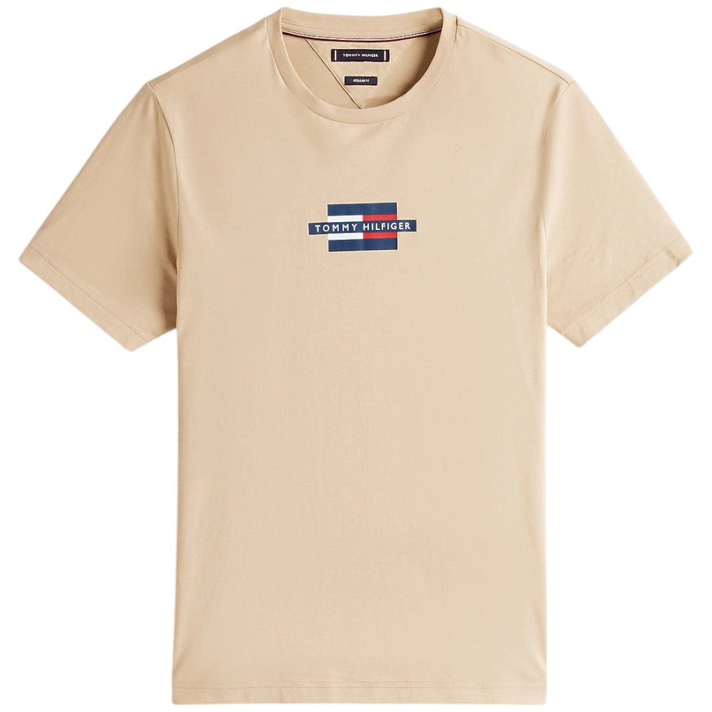 Tommy Hilfiger t-shirt beige logo centrale MW0MW38636RBT T-shirt Tommy Hilfiger