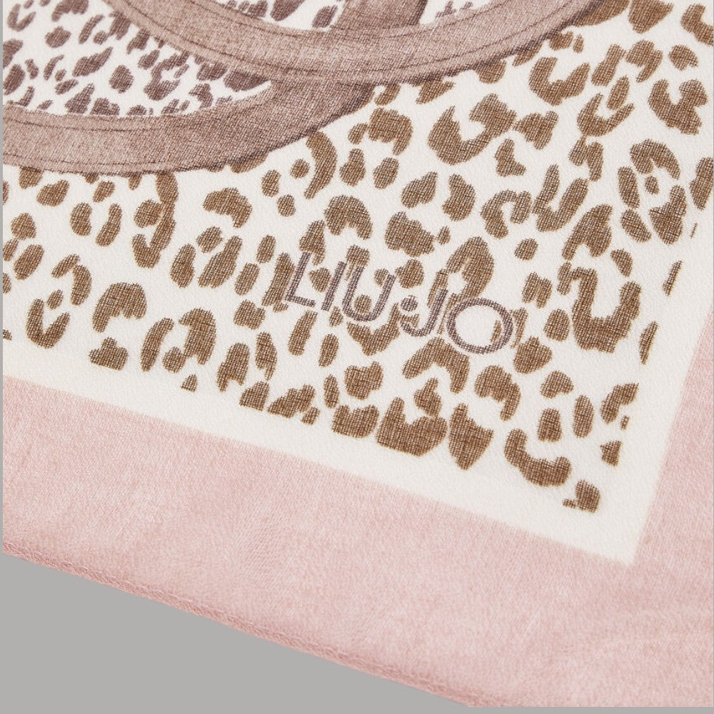 Liu Jo sciarpa/scialle leopardato rosa con stampa animalier e logo fronte