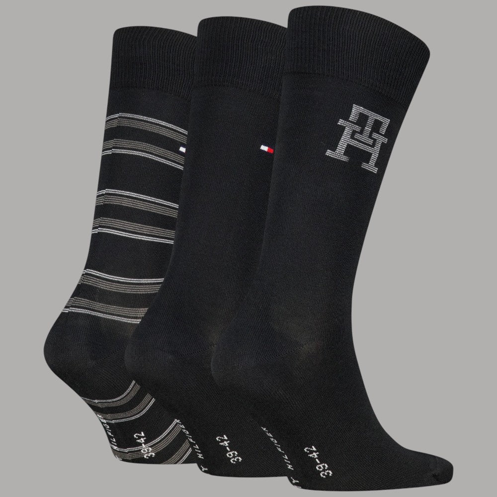 Tommy Hilfiger calzini neri da uomo 3 paia in scatola regalo
