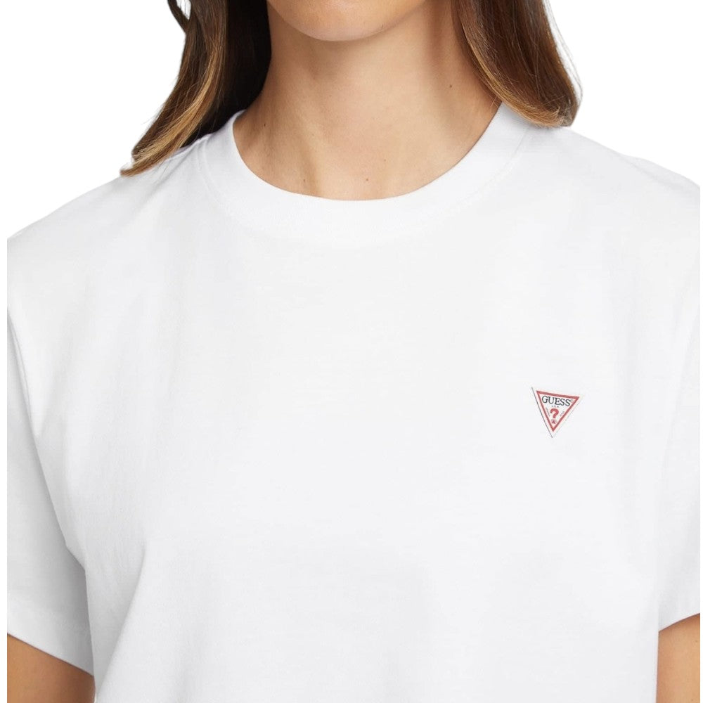 Guess Jeans t-shirt bianca logo triangolo boxy fit W4YI05 K8HM0 G011 T-shirt Guess Jeans