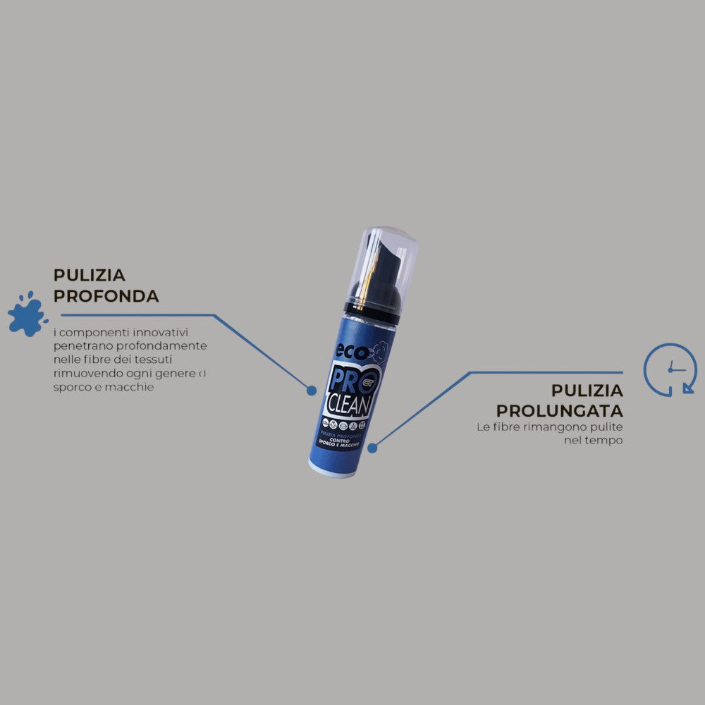 GT Eco Proclean 70ml balsamo pulizia sneakers e borse, dettaglio spray blu con etichetta, texture liscio