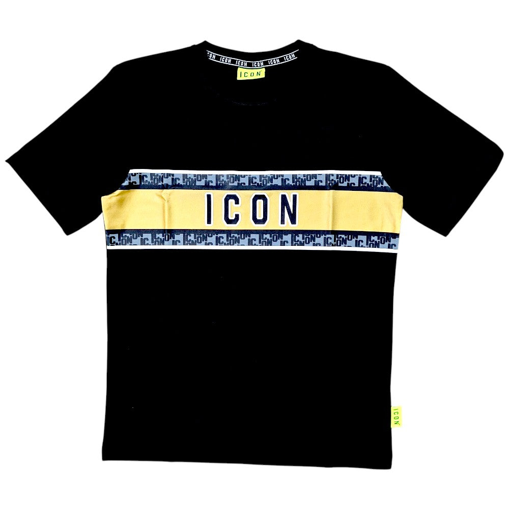 ICON t-shirt nera fascia stampata ICUS2S5T051 T-shirt ICON