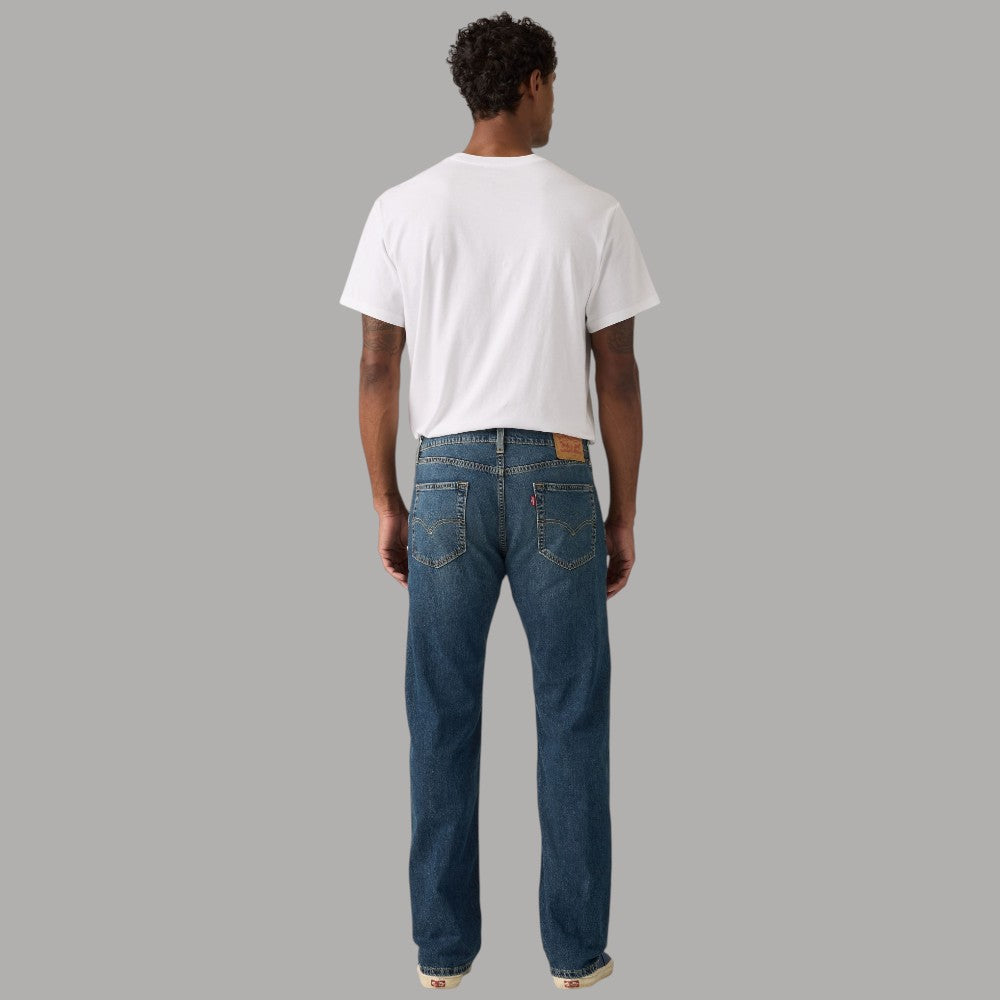 Jeans Levi's 505 regular fit blu denim con cuciture gialle e tasche posteriori