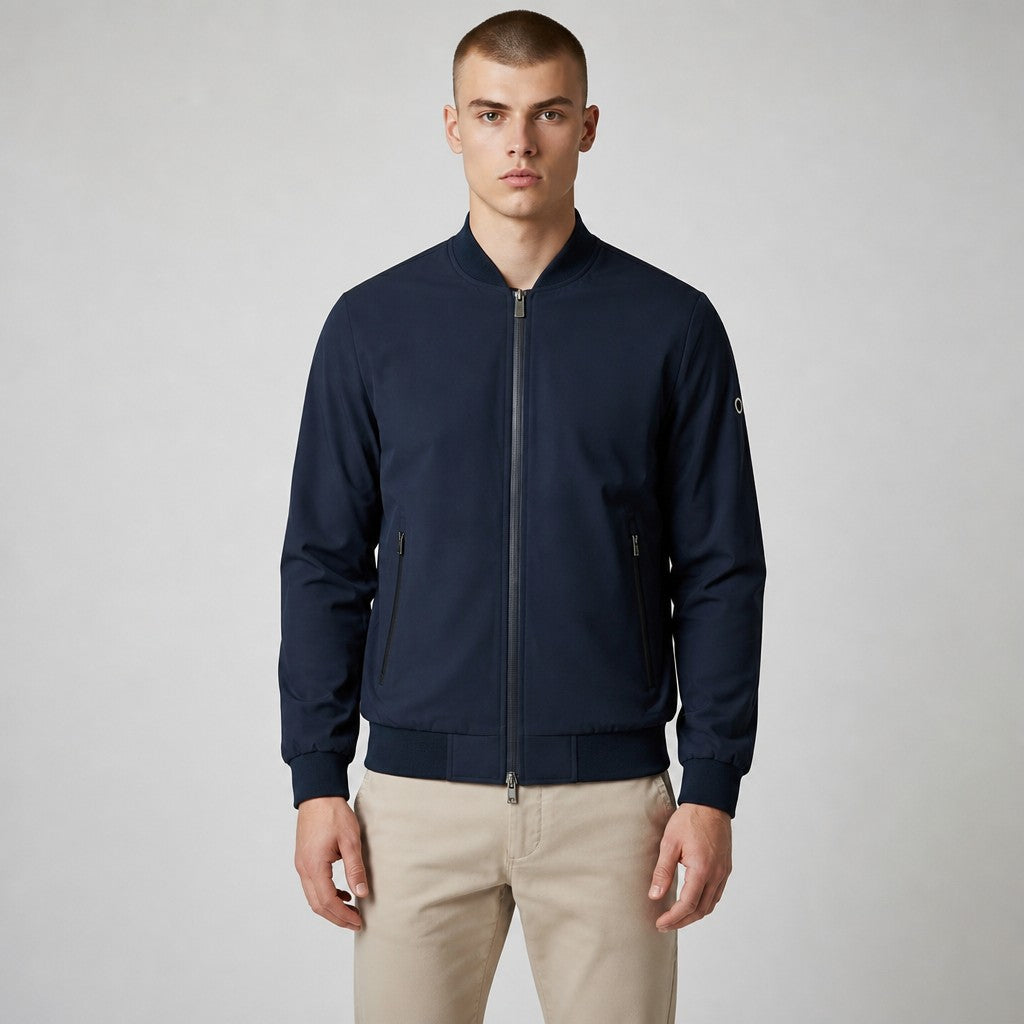 Markup Giacca bomber da uomo softshell stretch nero con zip frontale e tasche laterali