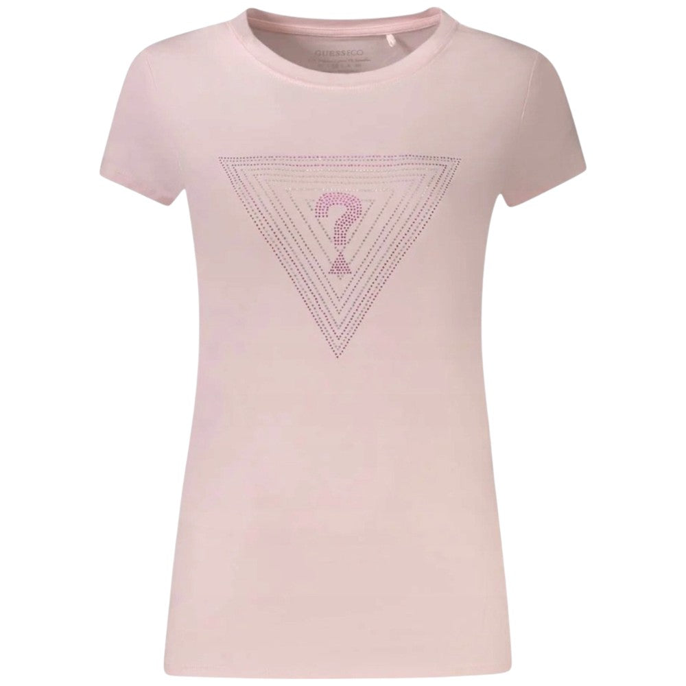 Guess t-shirt rosa logo triangolo strass W5GI43 KA0Q1 A60W T-shirt Guess