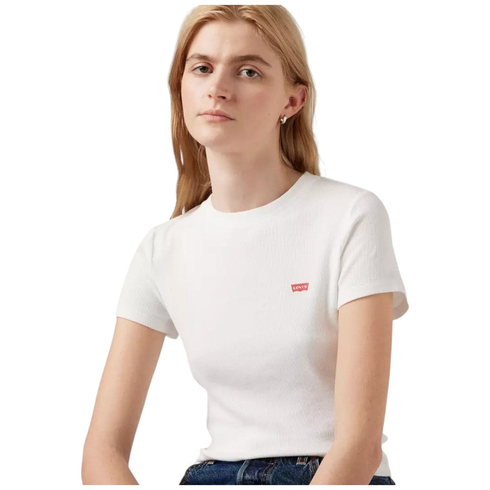 Levi's t-shirt bianca cropped a coste logo piccolo A7419 0013 T-shirt LEVI'S