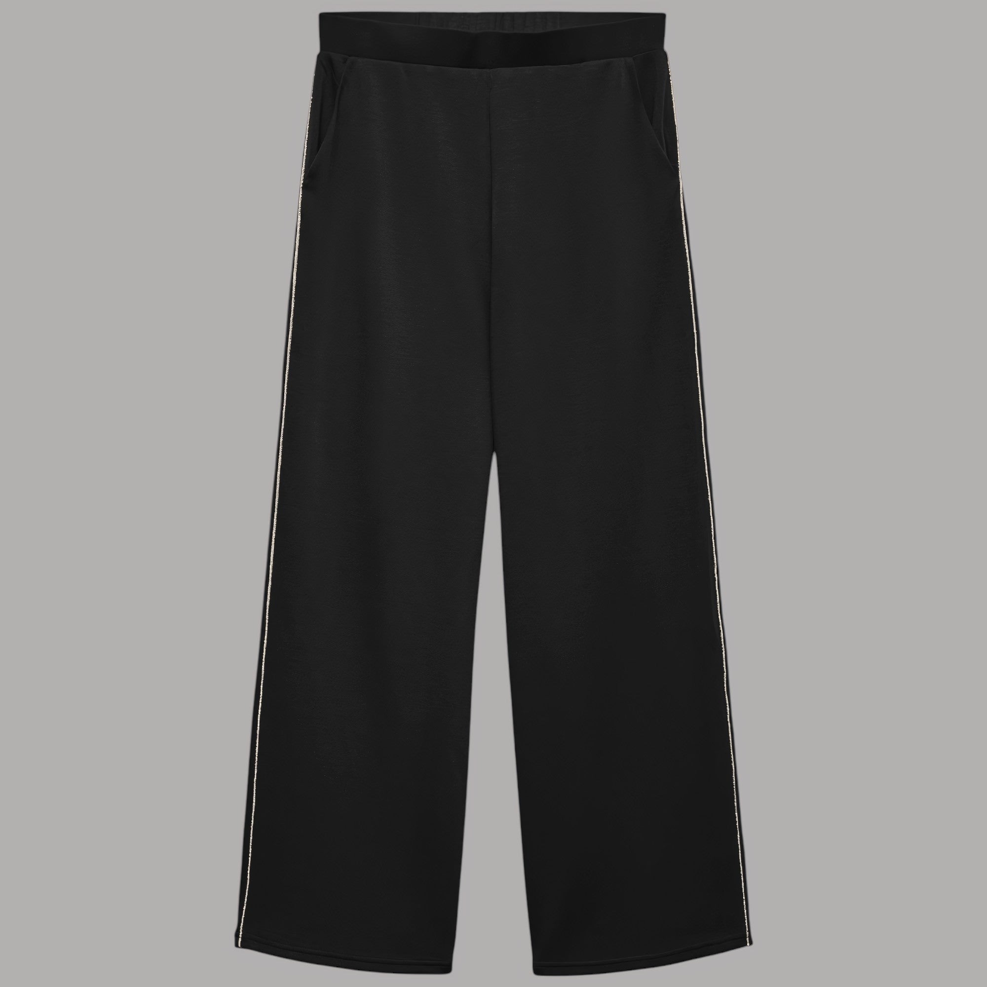 Vero Moda pantaloni in felpa neri vita alta dettagli cuciture e logo