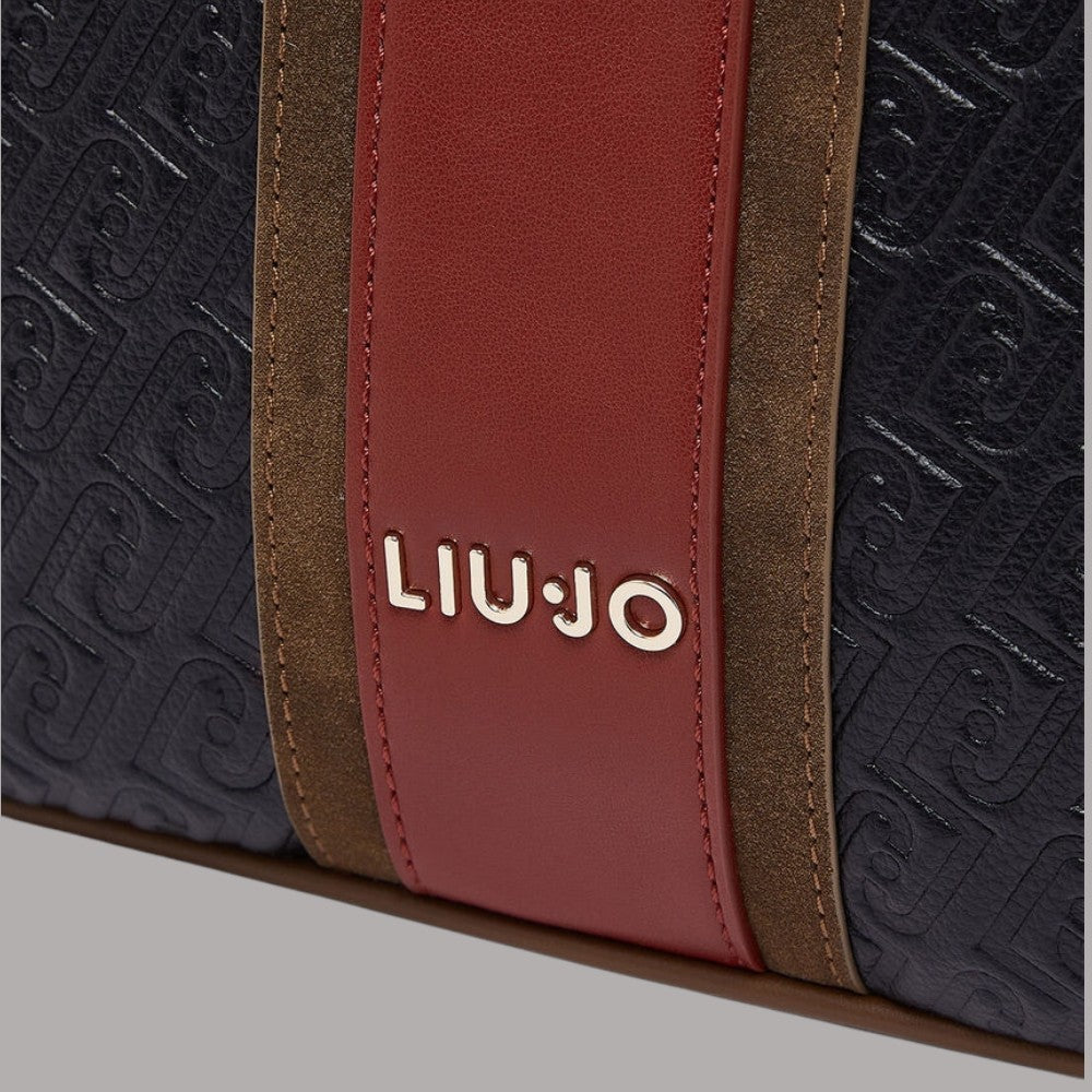 Borsa a mano piccola Liu Jo con logo embossed, dettagli in rosso, nero e marrone