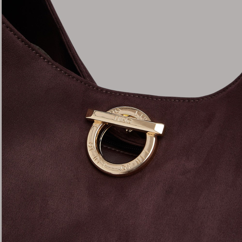Borsa grande Liu Jo hobo con borchie in burgundy con dettaglio dorato