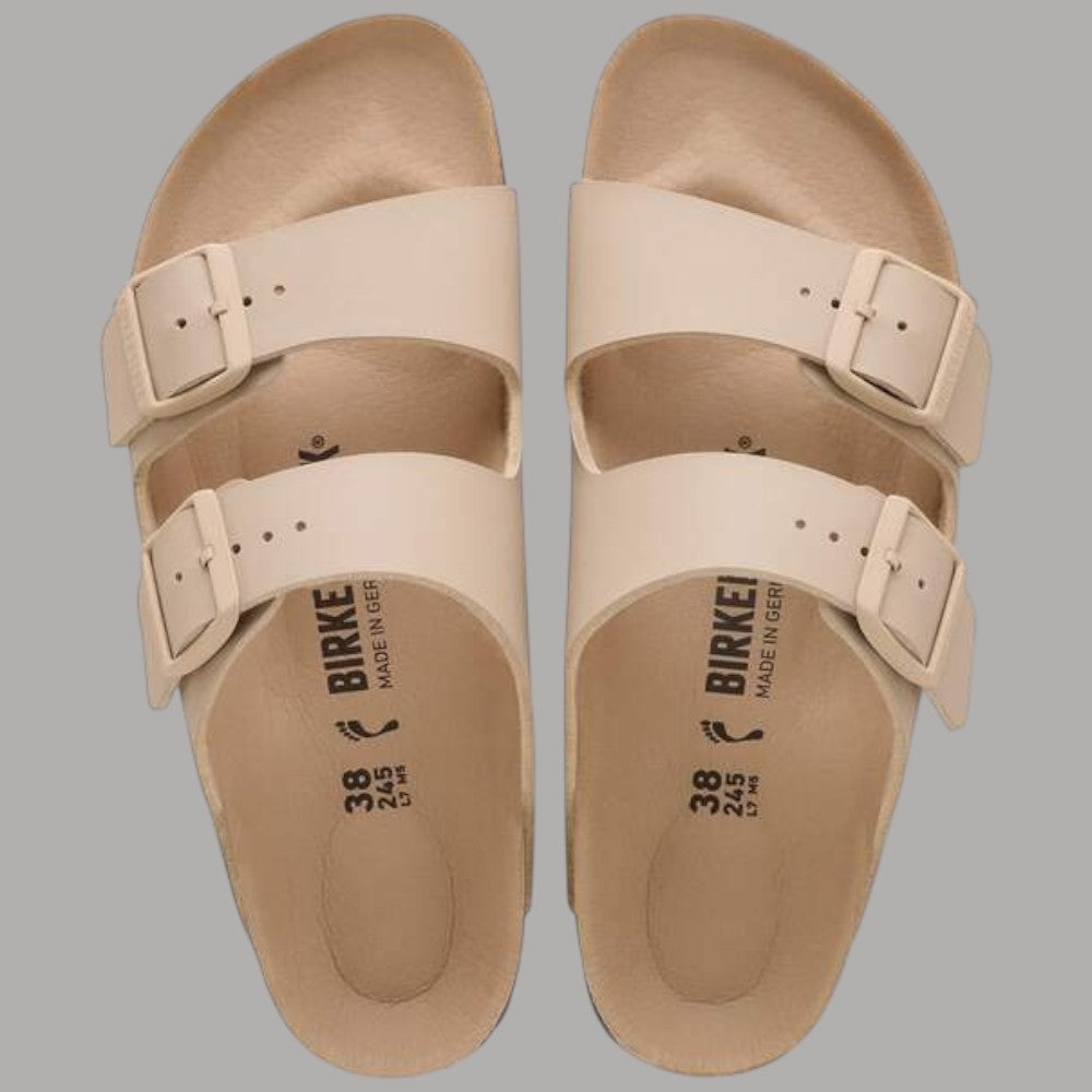Birkenstock Arizona triples sandcastle ciabatte donna con tomaia in Birko Flor e fibbie regolabili