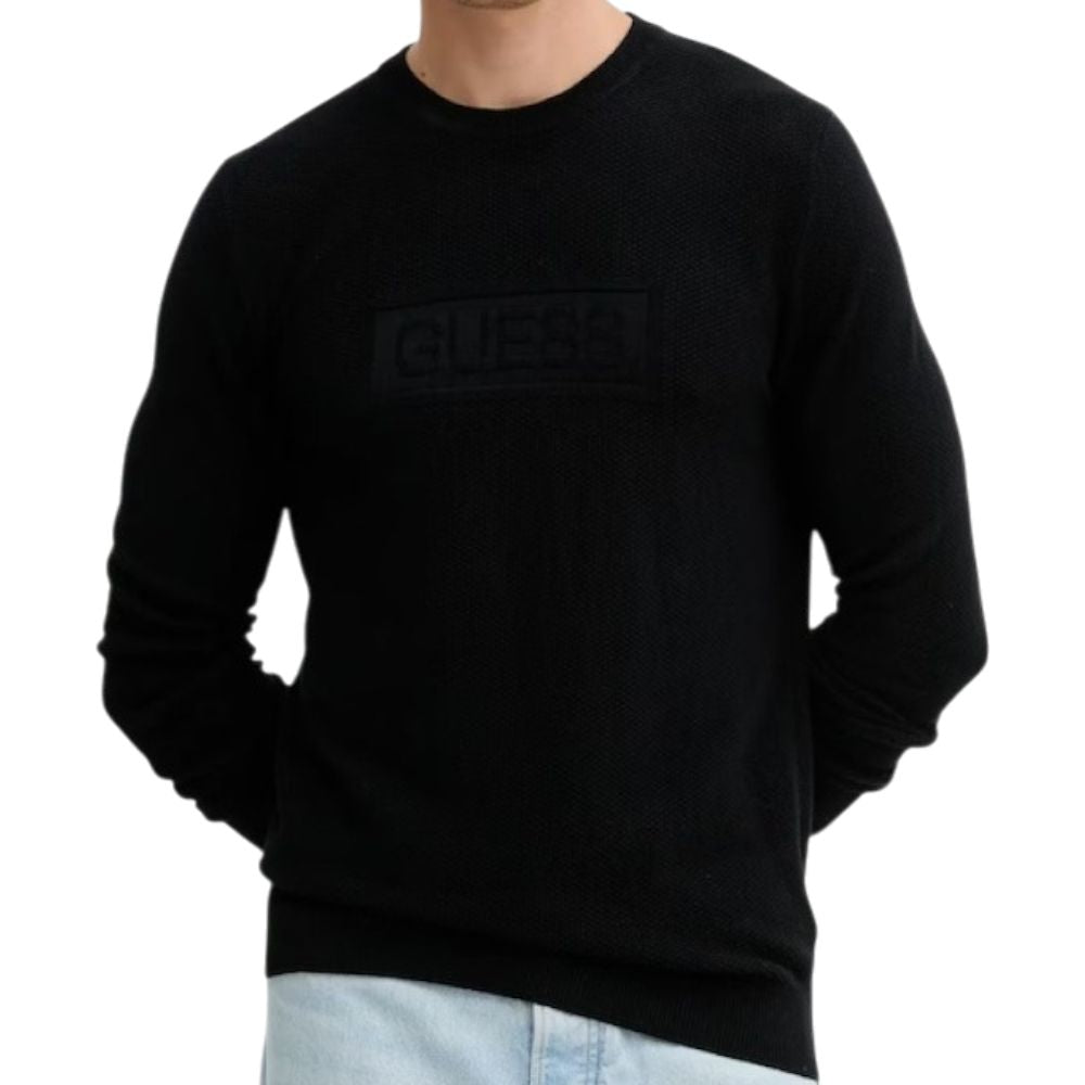Guess pullover nero logo a sbalzo HARRISON M5YR02 Z3FB1 JBLK Maglieria Guess