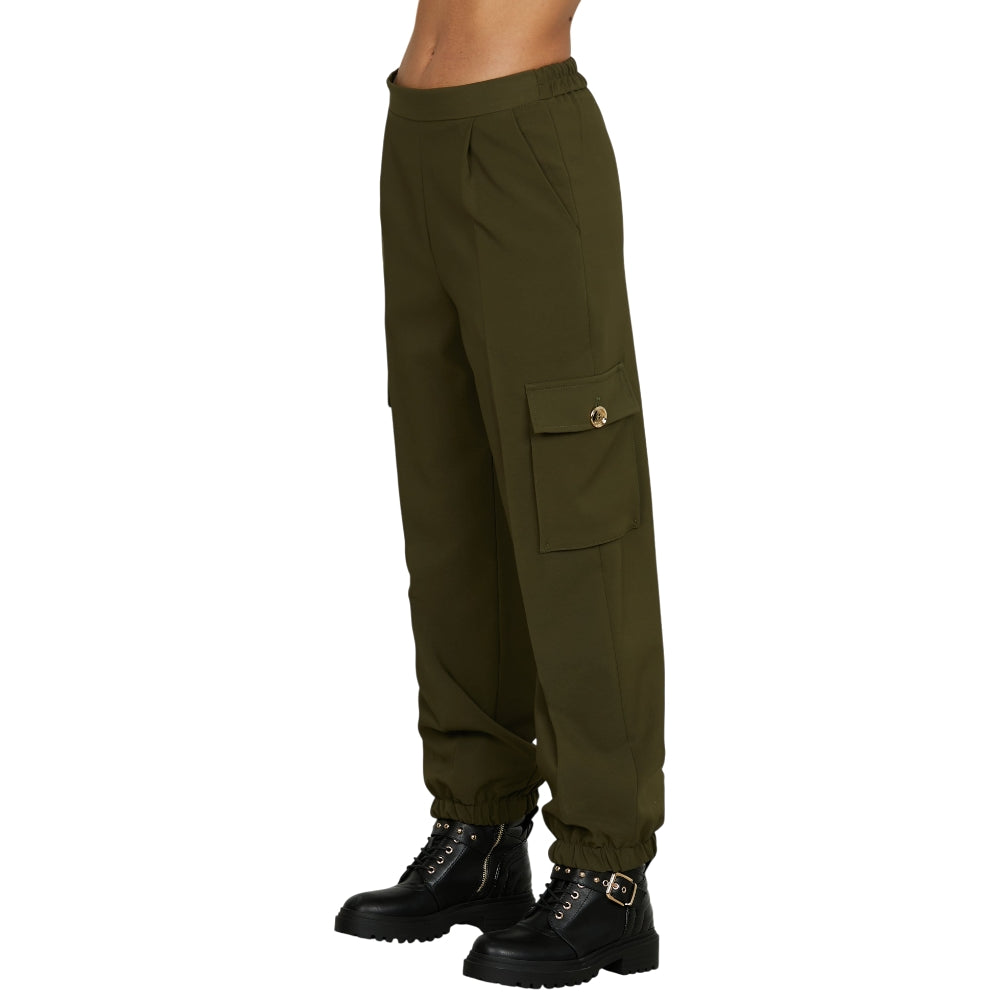 Relish pantalone cargo verde TECLANA RDA2507006030 VITA ALTA C/ELASTICO+TASCONI+TASCHE FRANCESI+PIEGHE Pantaloni Relish