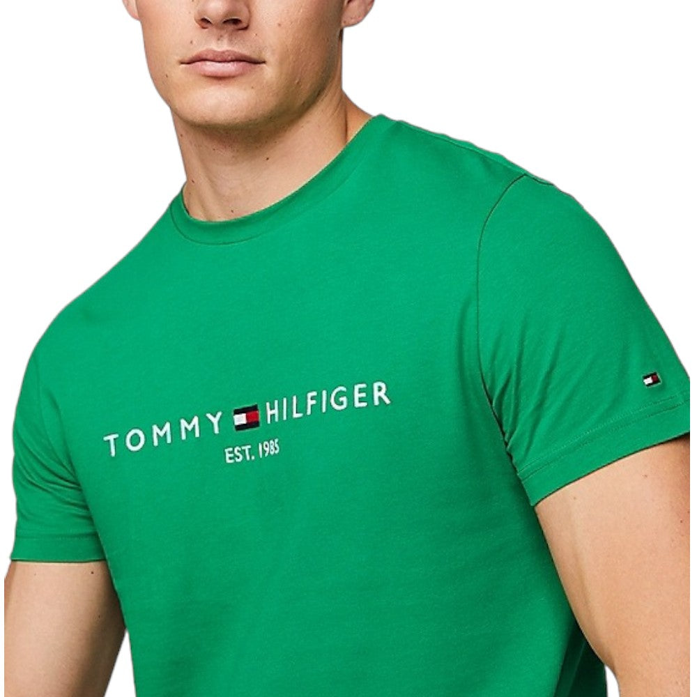 Tommy Hilfiger t-shirt verde logo ricamato MW0MW11797 T-shirt Tommy Hilfiger