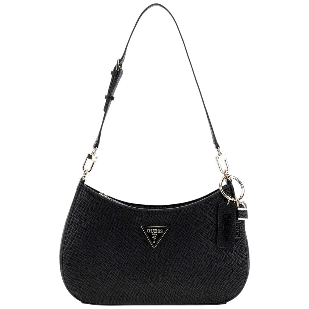 Guess borsa a spalla nera in saffiano NOELLE HWZG9672180BLA Borse Guess