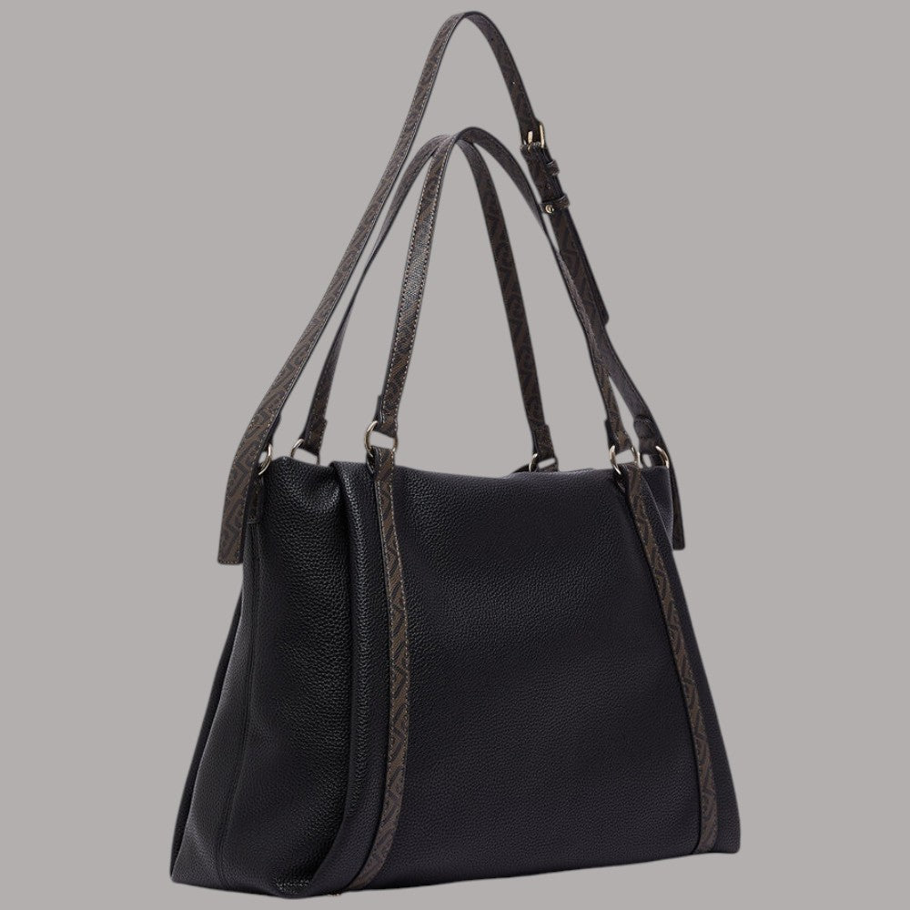 Liu Jo tote bag effetto grana nero con dettagli logati marroni
