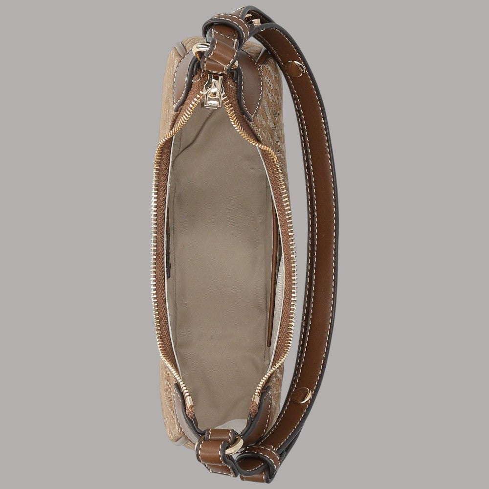 Borsa a tracolla Liu Jo Small vista interna con fodera beige e zip metallica