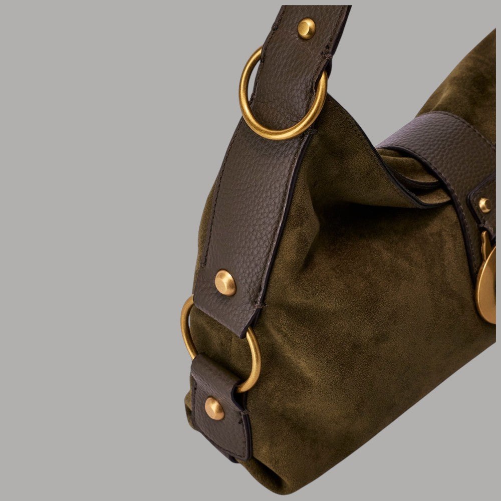 Guess borsa a spalla grande marrone effetto suede