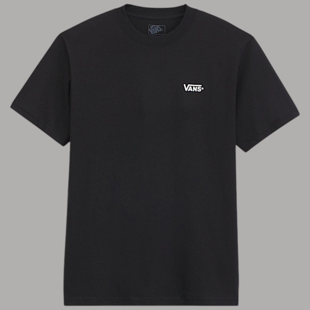 T-shirt Vans nera in cotone, logo Vans sul petto, vista frontale