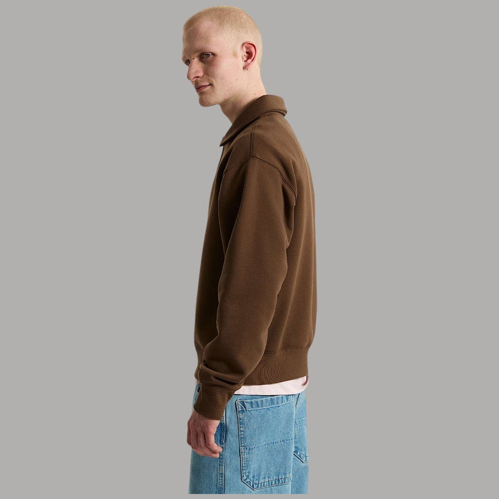 Felpa polo Vans nera da uomo con colletto e logo sul petto