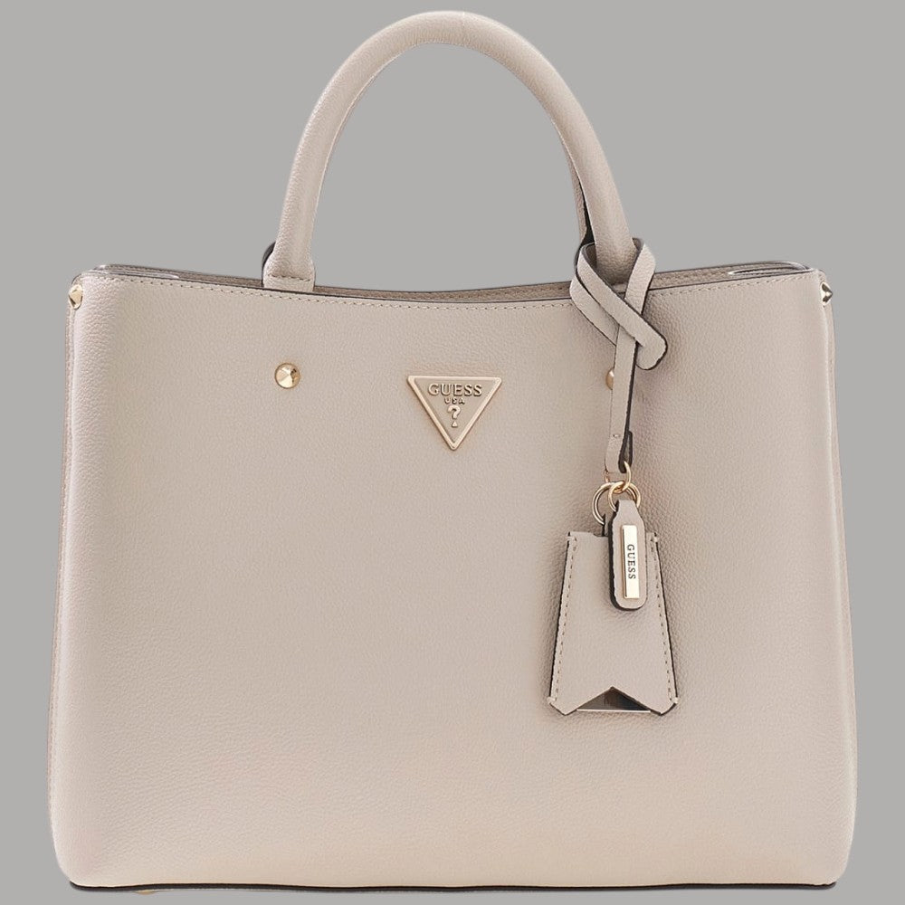 Borsa a mano Guess Meridian marrone con tracolla e stampa monogram