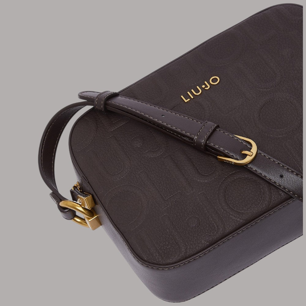 Borsa a tracolla Liu Jo nera con logo embossato e dettaglio dorato