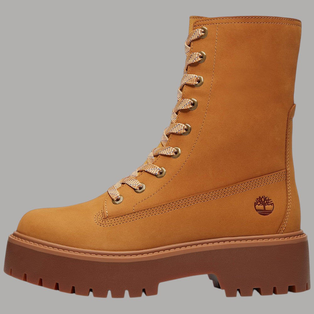 Timberland Stone Street Mid da Donna in giallo con plateau e lacci beige