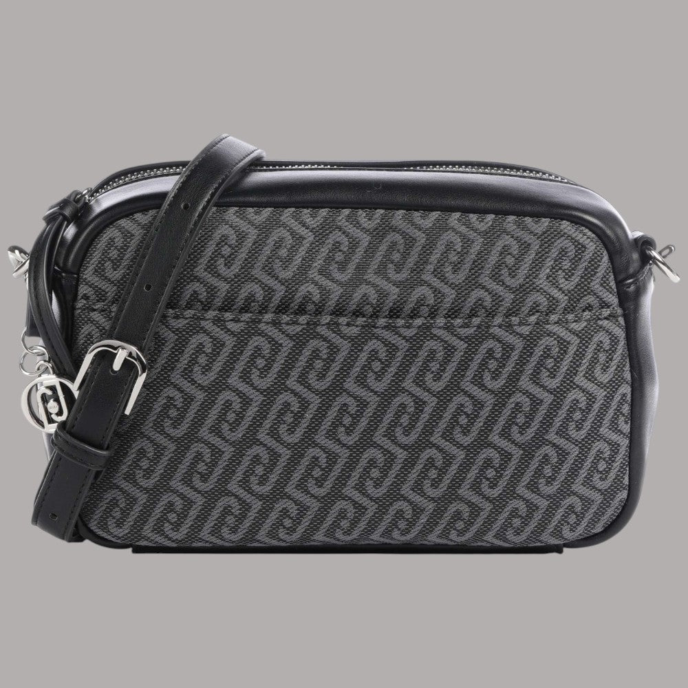 Borsa a tracolla Liu Jo Faiza in tessuto jacquard nero con dettagli in pelle