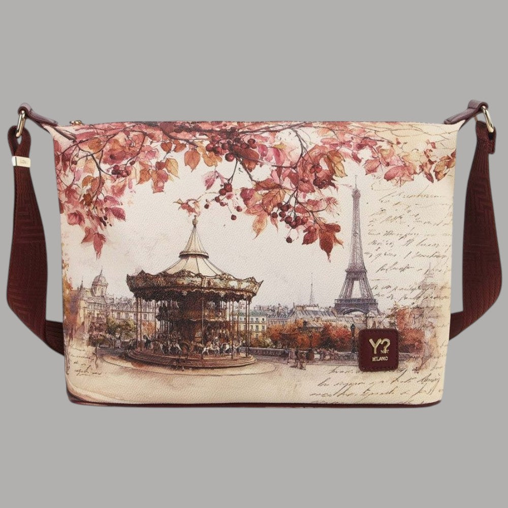 Borsa hobo con stampa parigina, giostra e Torre Eiffel