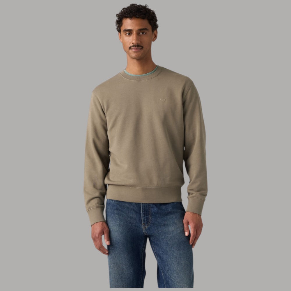 Felpa Levi's Original Housemark logo piccolo in beige senza fantasie, vista frontale