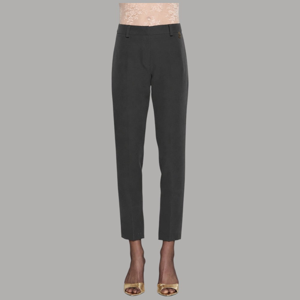 Pantaloni a sigaretta Relish Cisalina color ferro, gamba dritta e spacchetti al fondo