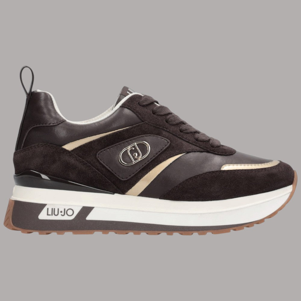Sneakers Liu Jo Maxi Wonder 97 nere con dettagli beige e suola piatta