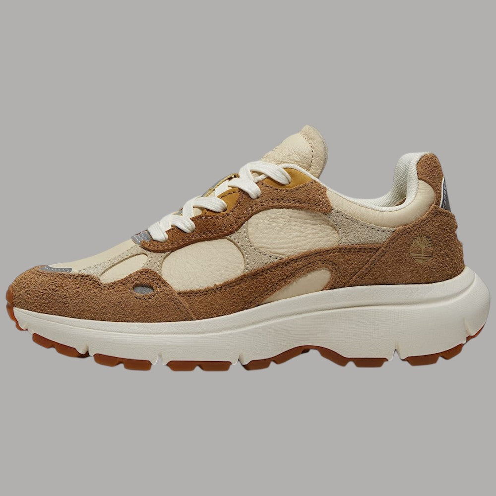 Sneaker donna Timberland Hazel Lane marrone beige con suola chunky e dettagli in suede e tessuto