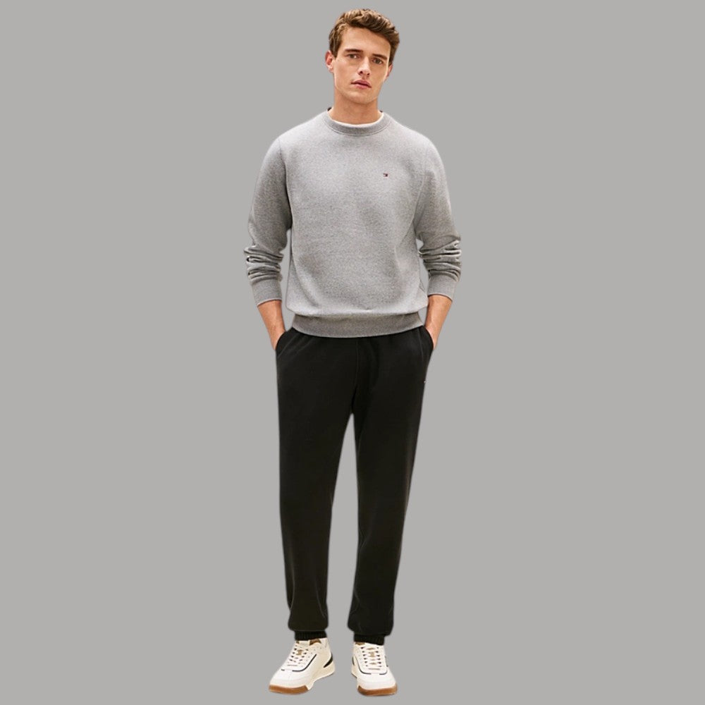 Pantalone jogger blu navy Tommy Hilfiger con bandierina ricamata