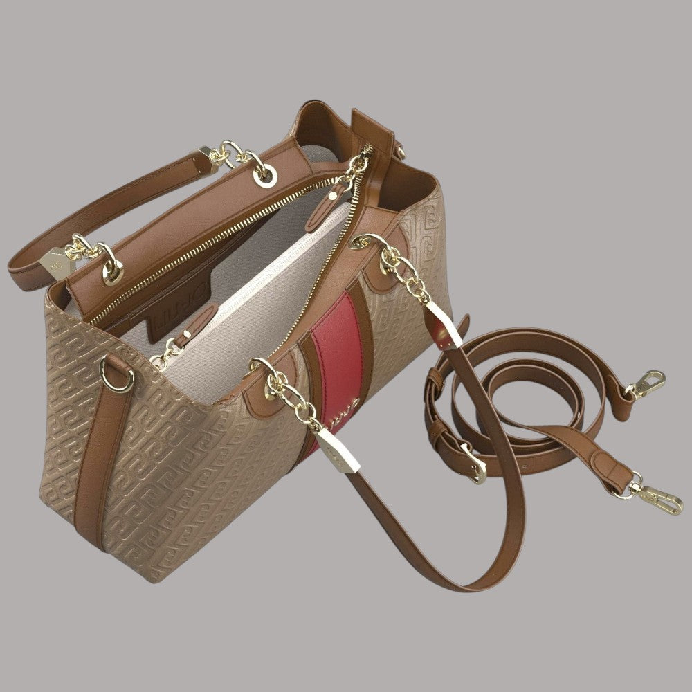 Liu Jo borsa grande in pelle colorata con texture a rilievo e dettagli in oro