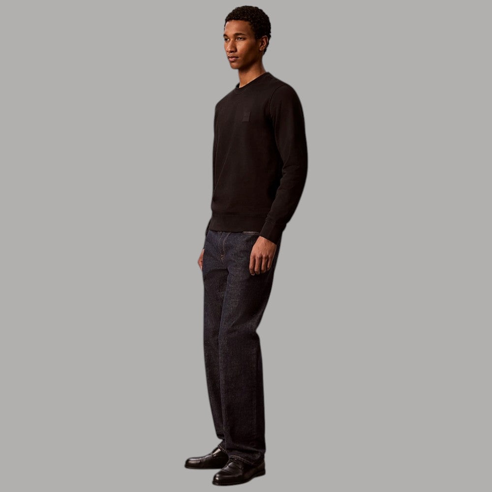 Calvin Klein felpa uomo nera con patch LV04LH230G davanti