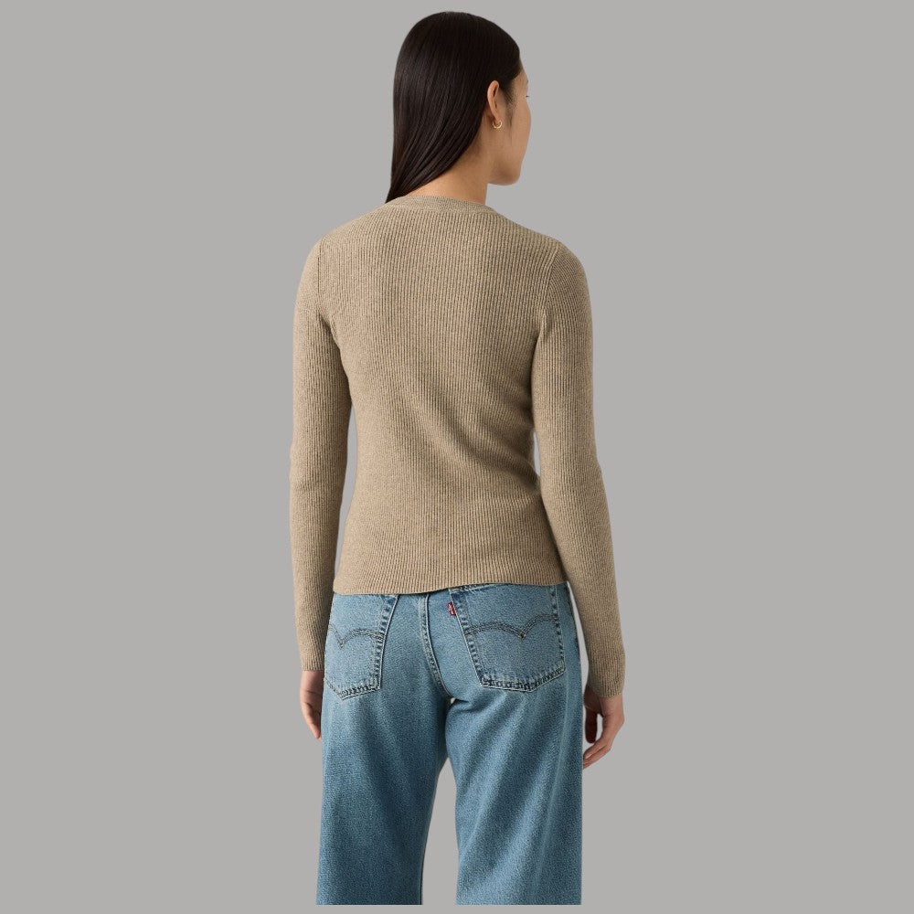 Maglia girocollo Levi's a coste, taupe, vista posteriore aderente
