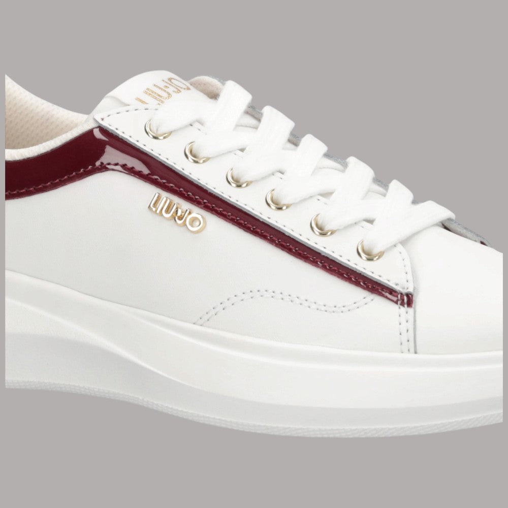 Sneakers Liu Jo Casper in pelle bianca con dettaglio vernice rossa e suola spessa