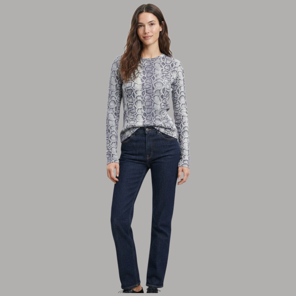 Liu Jo T-shirt manica lunga stampata animalier grigia con logo e stampa all-over