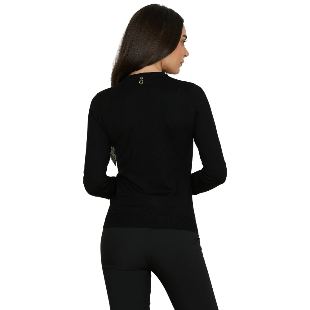 Relish pullover nero con catena foulard ISOTTA RDA2502054018 Maglieria Relish