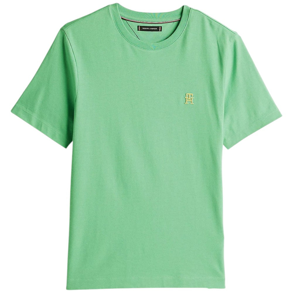 Tommy Hilfiger t-shirt verde logo TH ricamato MW0MW39256L3J T-shirt Tommy Hilfiger