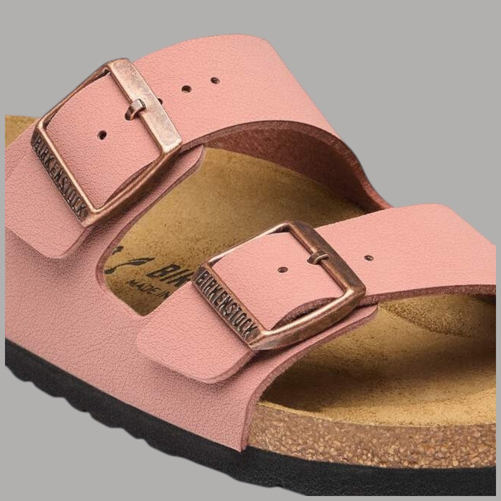 Birkenstock Ciabatte Arizona donna pink clay con cinturini Birko flor nabuck e logo sulla fibbia