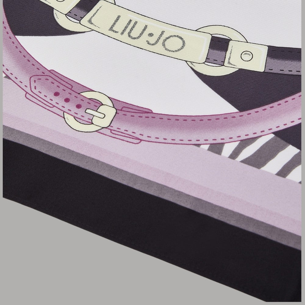Foulard Liu Jo con stampa a catene rosa, nere e avorio