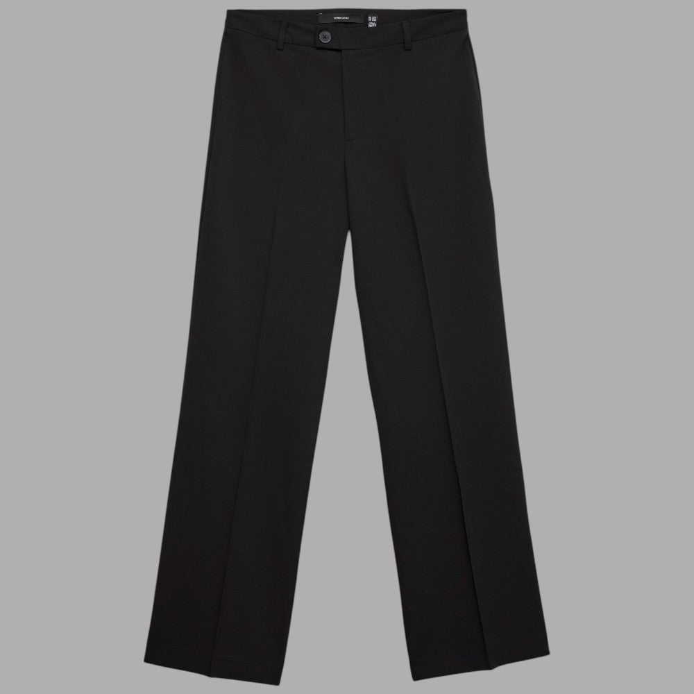 Vero Moda Texas pantaloni straight pant nero tinta unita con zip sui lati