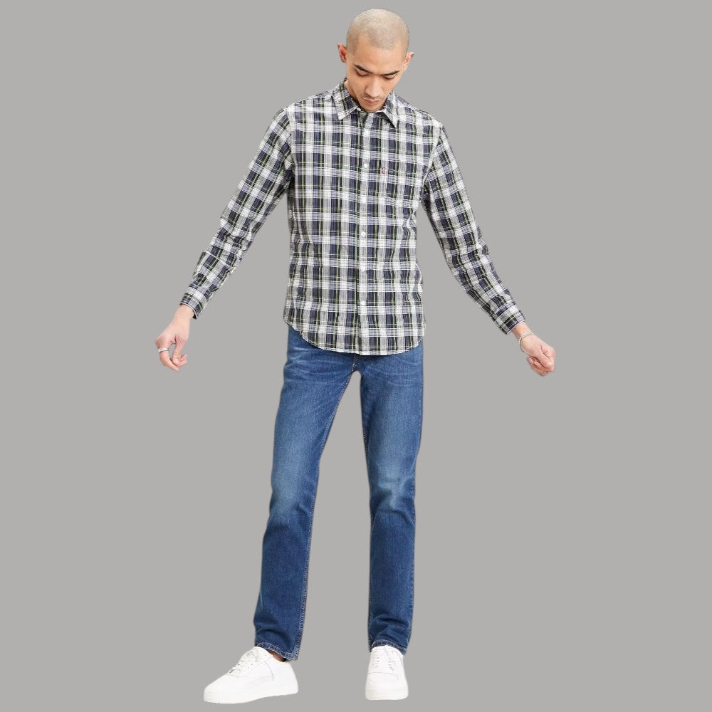 LEVI'S Jeans 511 slim lavaggio Throttle blu denim con cuciture contrastanti e tasche posteriori