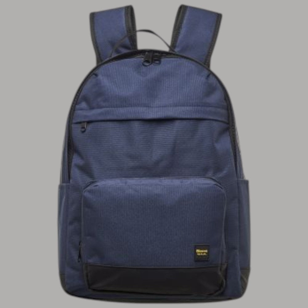 Blauer F6EAST01/ESS zaino in tessuto blu con tasche frontali e dettagli neri