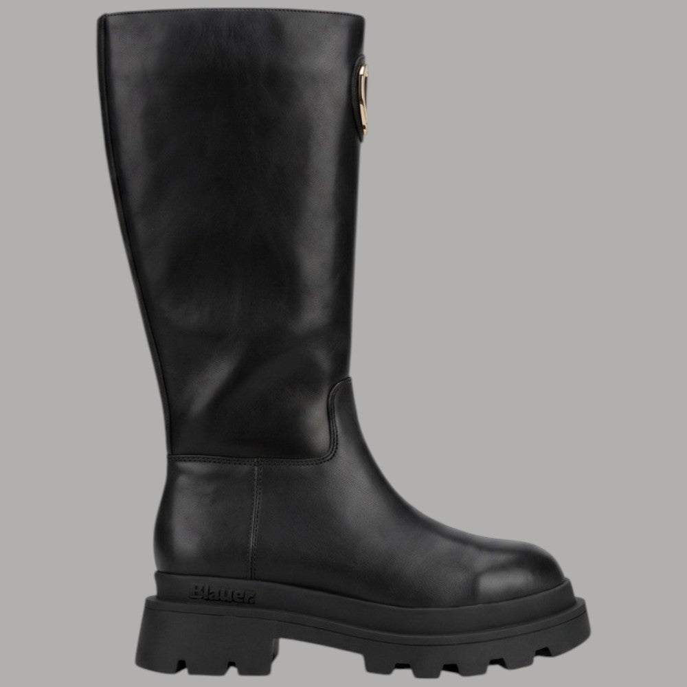 Stivali alti da donna Blauer in vera pelle nera