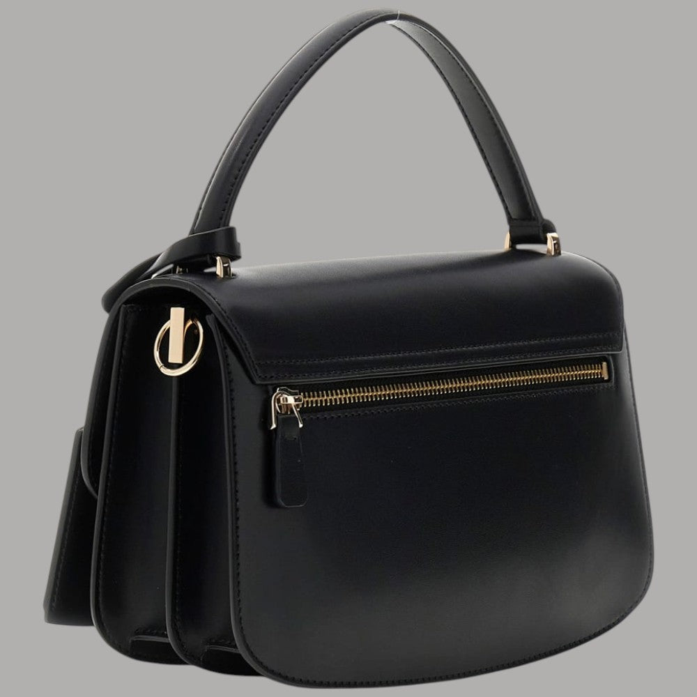 Guess borsa a mano Audrey flap bag nera con patta e tracolla