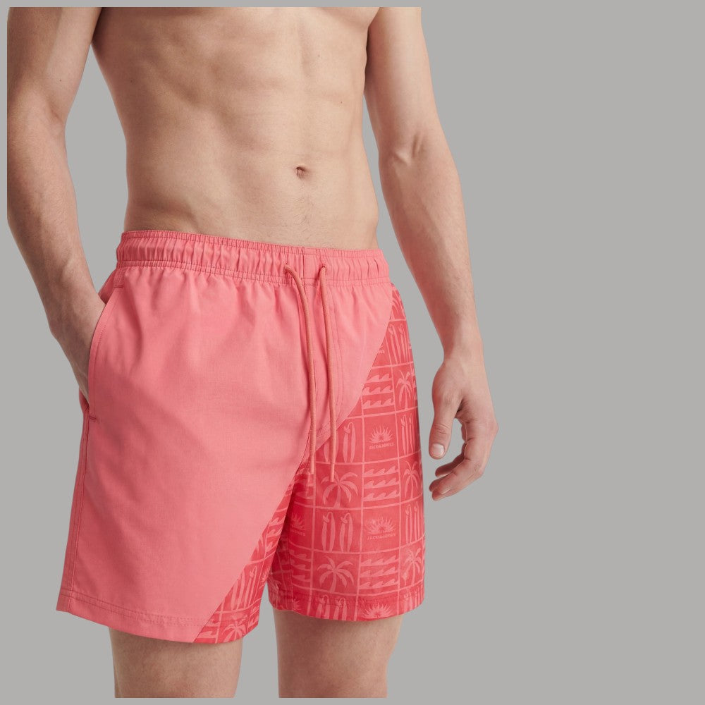 Jack & Jones Costume da Bagno Uomo Maui Magic Swim Stampa Magica Regular Fit, rosa coral