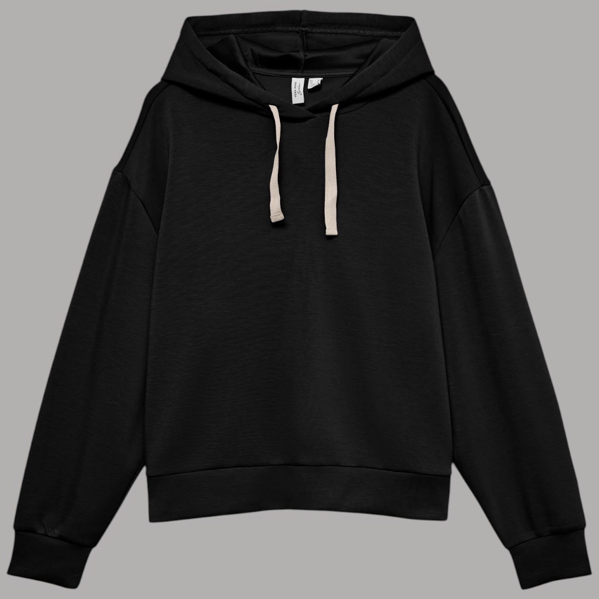 Vero Moda Felpa con cappuccio nera con tessuto morbido e cuciture visibili largo